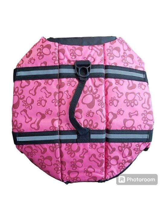 Other - NWOT Pink Paw and Bones Print Dog Life Jacket/Vest With Handle - Size Large